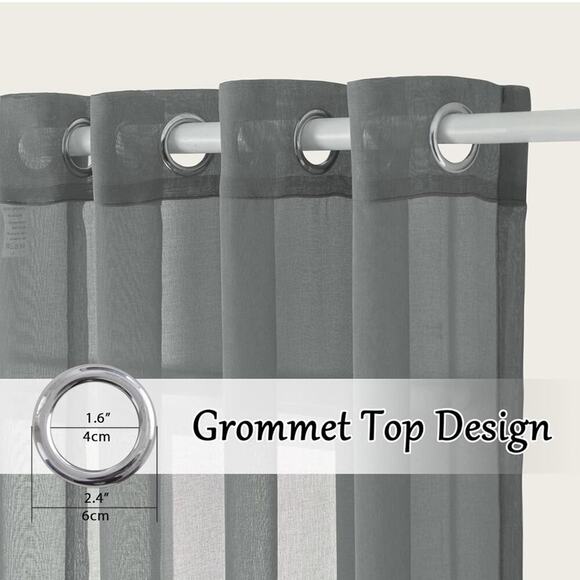 14ft Extra Long Sheer Voile Grommet Curtains, Light Filtering High Ceiling - Picture 2 of 5